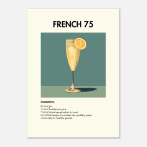 Bild på en av våra drinkposters, med motiv av drinken French 75.