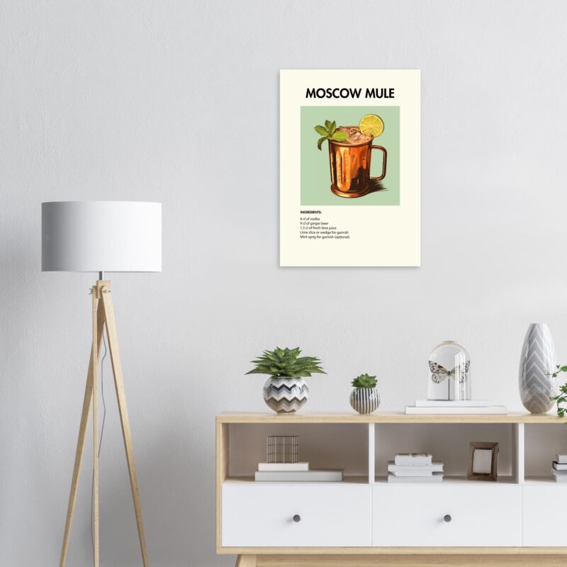 Bild på en av våra drinkposters, med motiv av drinken Moscow Mule.