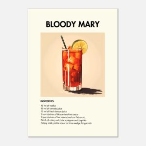 Bild på en av våra drinkposters, med motiv av drinken Bloody Mary.