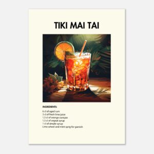 Bild på en av våra drinkposters, med motiv av drinken Tiki Mai Tai.