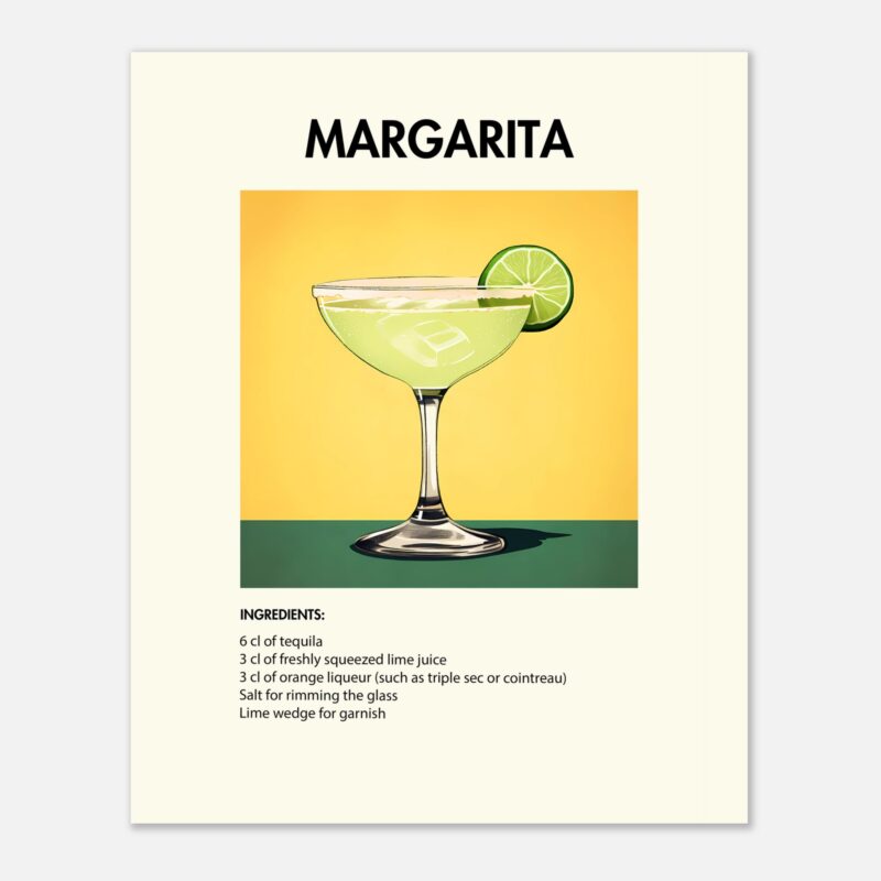 Bild på en av våra drinkposters, med motiv av drinken Margarita.