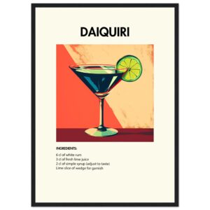 Bild på en av våra drinkposters, med motiv av drinken Daiquiri.