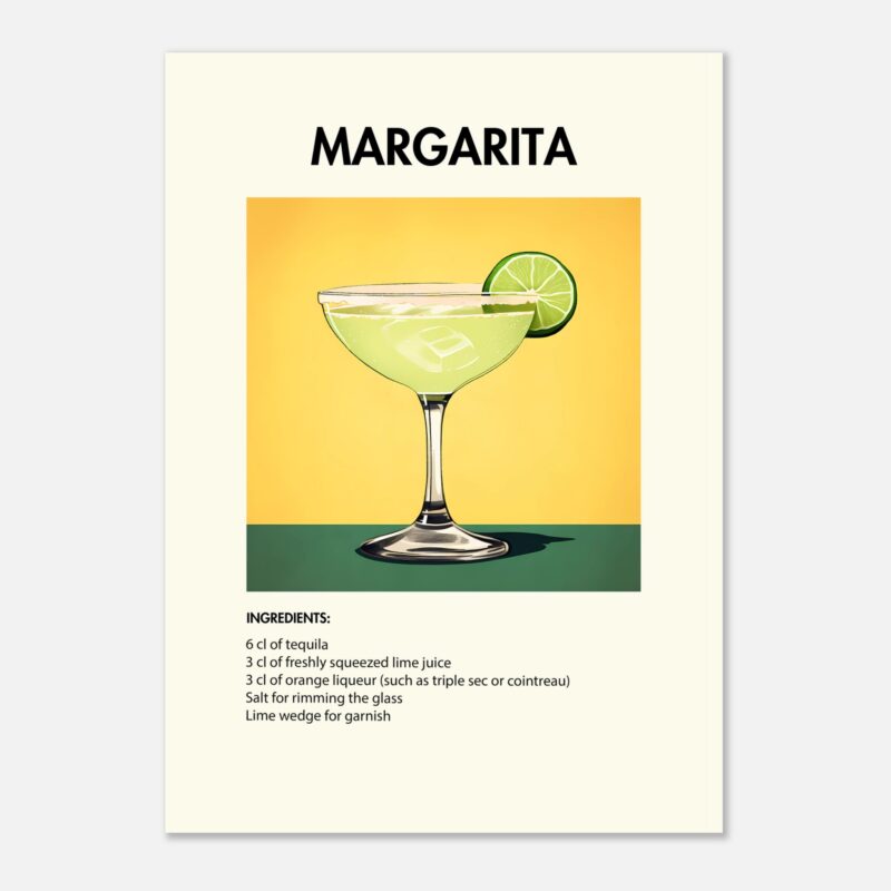 Bild på en av våra drinkposters, med motiv av drinken Margarita.