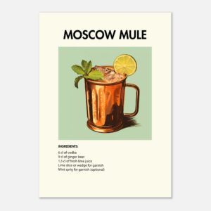 Bild på en av våra drinkposters, med motiv av drinken Moscow Mule.